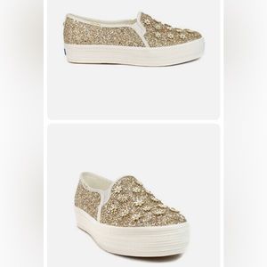 Keds x Kate Spade New York Triple Decker Metallic Platform Slip-Ons